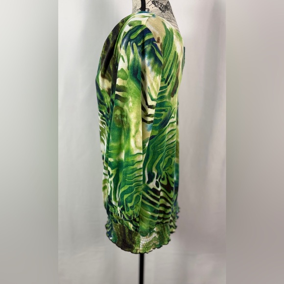 I.N. Studio Green/Blue Abstract Cowl neck/ keyhole
Back/ Long Sleeve Top/ size L - Picture 8 of 13